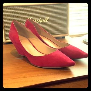 Pink Suede wedges